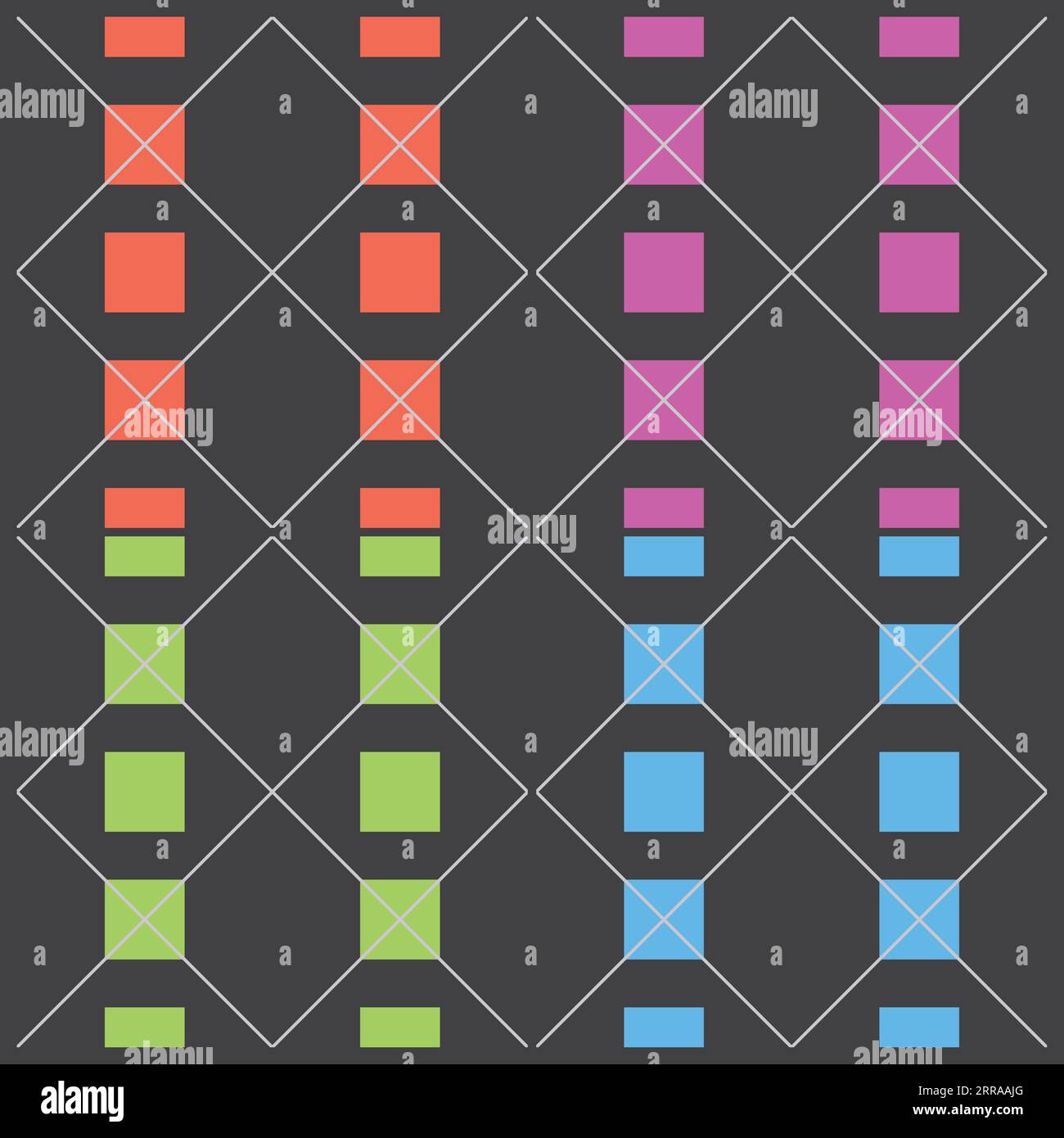Four Seamless Abstract Backgrounds with Colorful Squares Pattern Stock Vector
