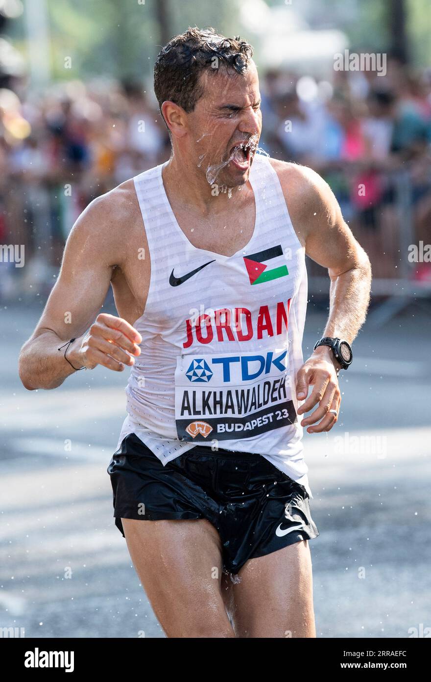 Moath Alkhawaldeh of Jordan competing in the men’s marathon on day 9 of ...