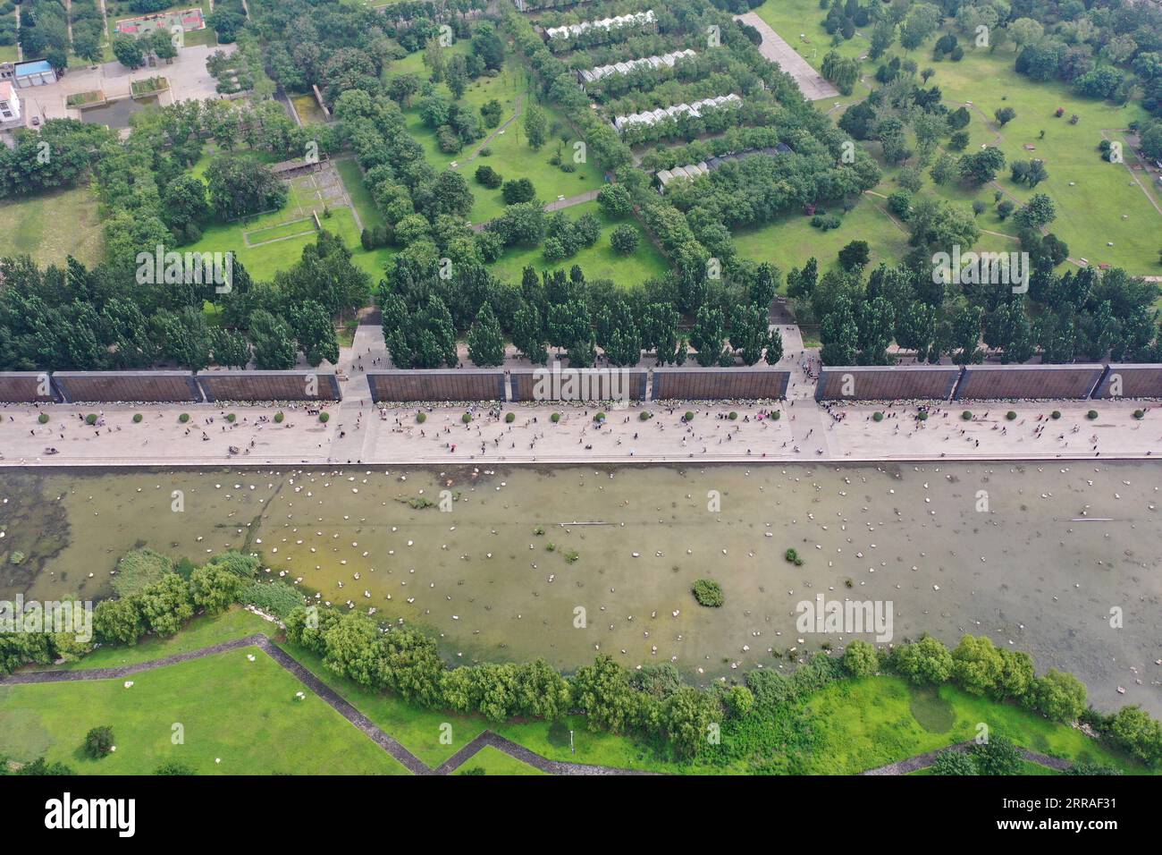 210728 -- TANGSHAN, July 28, 2021 -- Aerial photo taken on July 28, 2021 shows a view of the Tangshan Earthquake Memorial Park in Tangshan, north China s Hebei Province. Wednesday marks the 45th anniversary of the Tangshan earthquake. The 7.8-magnitude quake struck the city of Tangshan in Hebei Province on July 28, 1976, killing more than 240,000 people and destroying virtually all buildings.  CHINA-HEBEI-TANGSHAN EARTHQUAKE-45TH ANNIVERSARY CN MuxYu PUBLICATIONxNOTxINxCHN Stock Photo