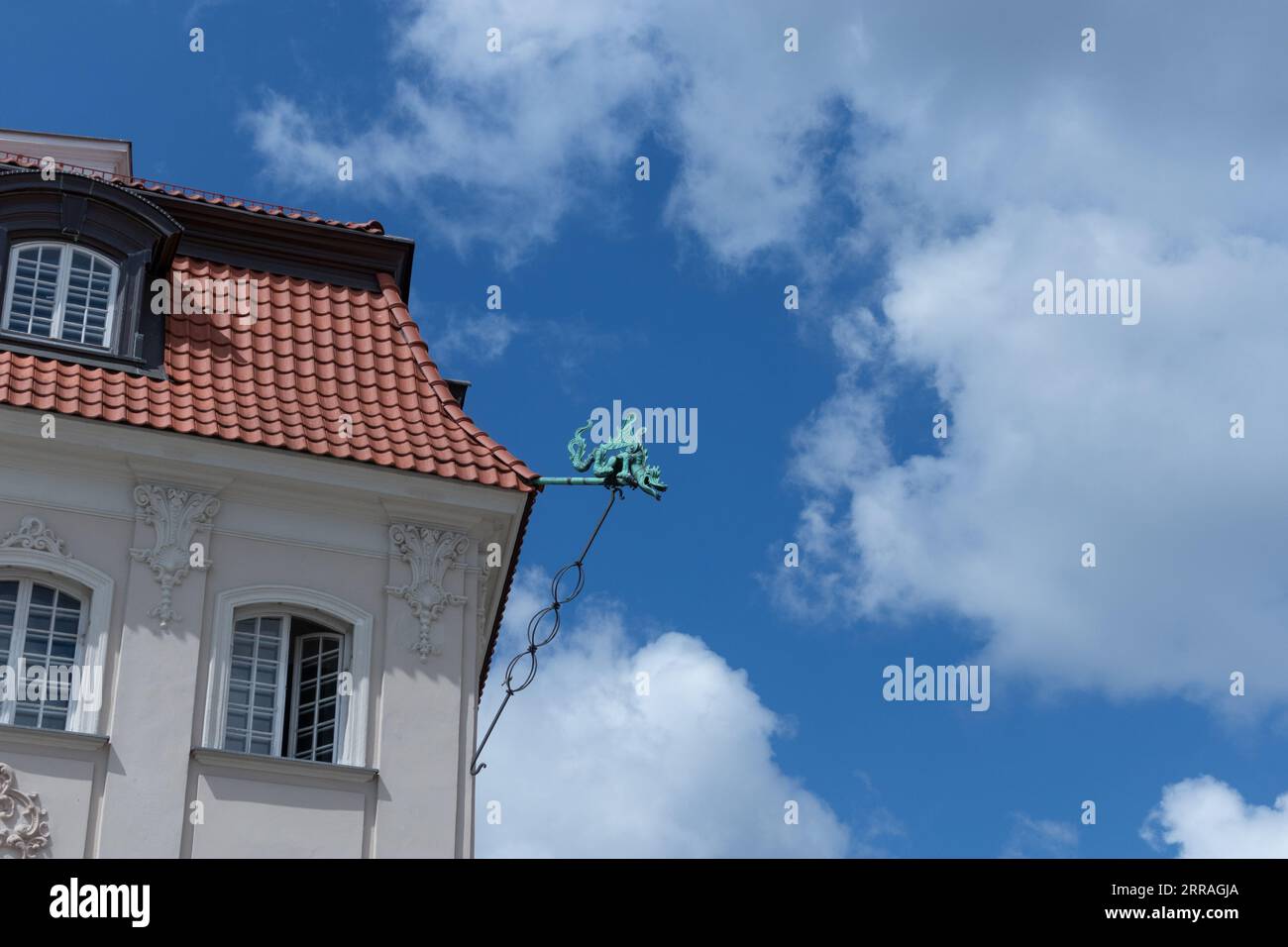 Guttering shaped like a dragon on a building in Plac Zamkowy, Old Town, Warsaw, Poland Stock Photo