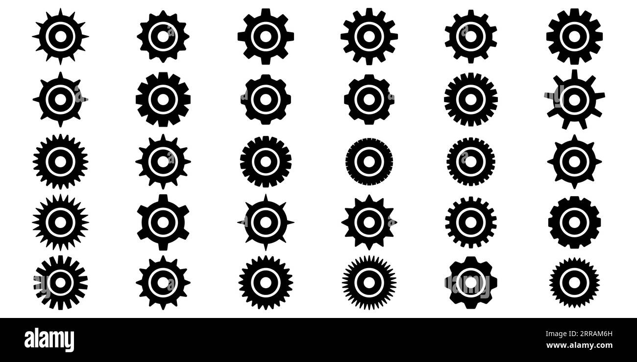 Gears icon set. Setting gears icon. Collection of mechanical cogwheels