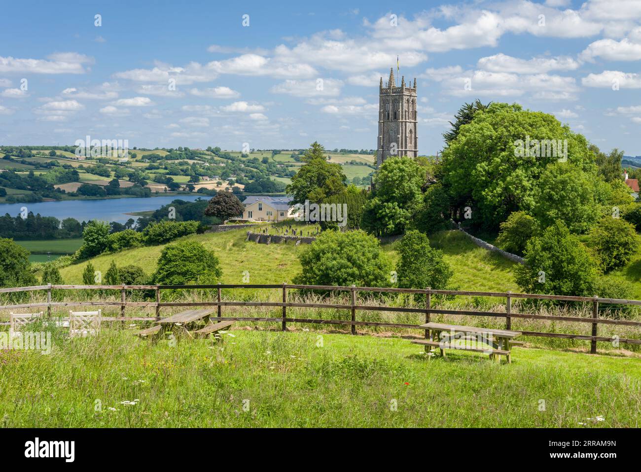 The church of St Andrew in the village of Blagdon overlooking Blagdon