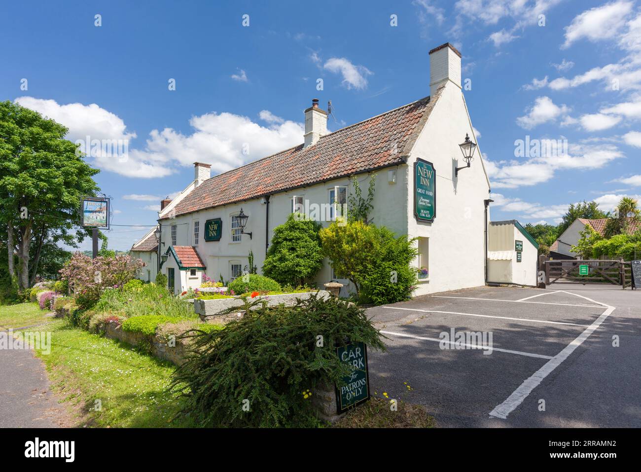 The New Inn public house in the village of Blagdon in the Mendip Hills North Devon Coast National Landscape, North Somerset, England. Stock Photo