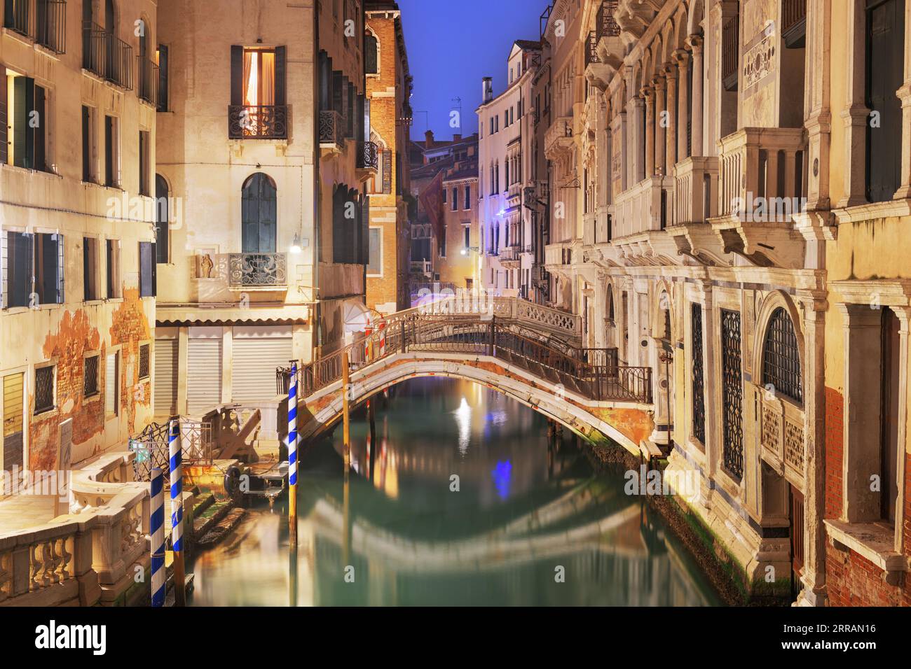 Venice, Italy canals and buildings at dawn. Stock Photo