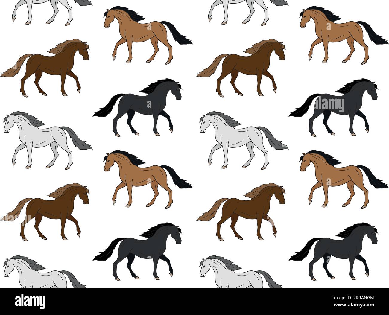 Vector seamless pattern of hand drawn doodle horse Stock Vector
