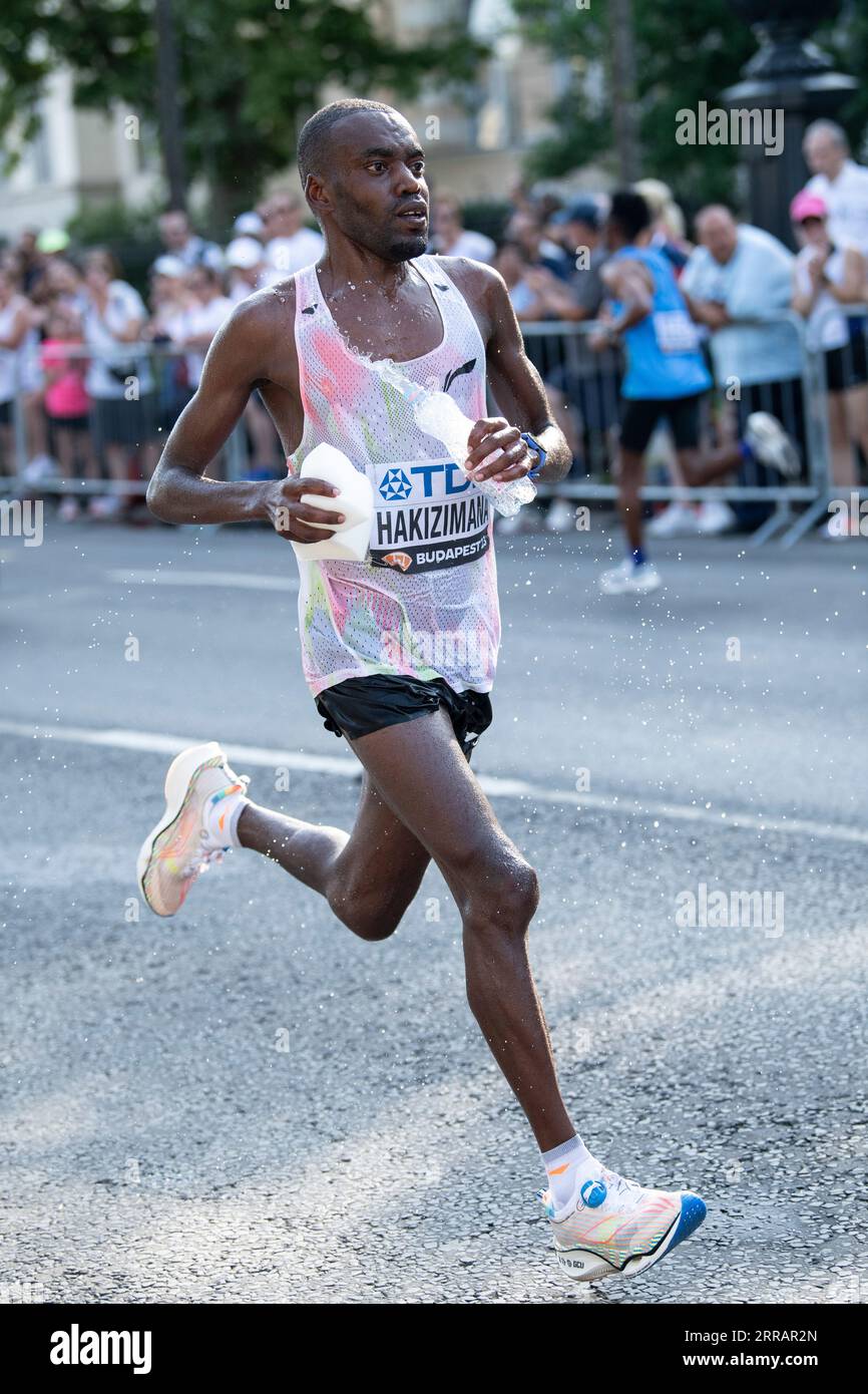 John Hakizimana of Rwanda competing in the men’s marathon on day 9 of ...