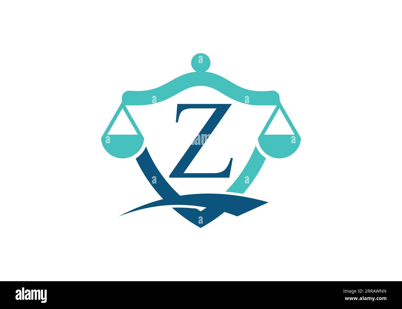 Initial Z monogram alphabet with law scale sign symbol. Law Attorney