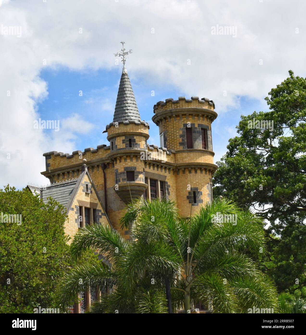 The Stollmeyer’s Castle or Killarney in Port of Spain, Trinidad and Tobago. It is one of the magnificent seven buildings. Stock Photo
