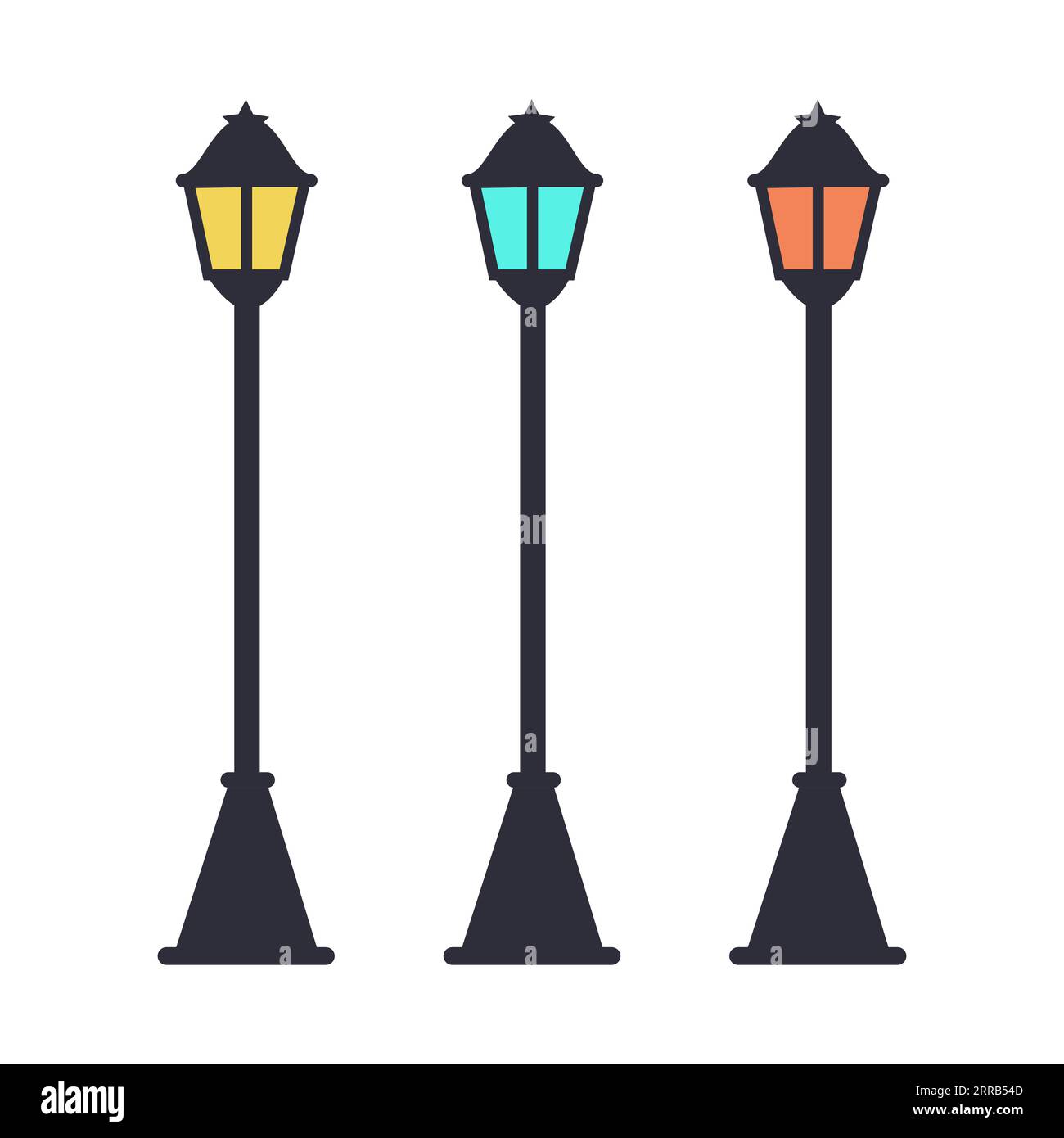 Retro Vintage Street lights, Street lamps And Lamp posts Flat Style