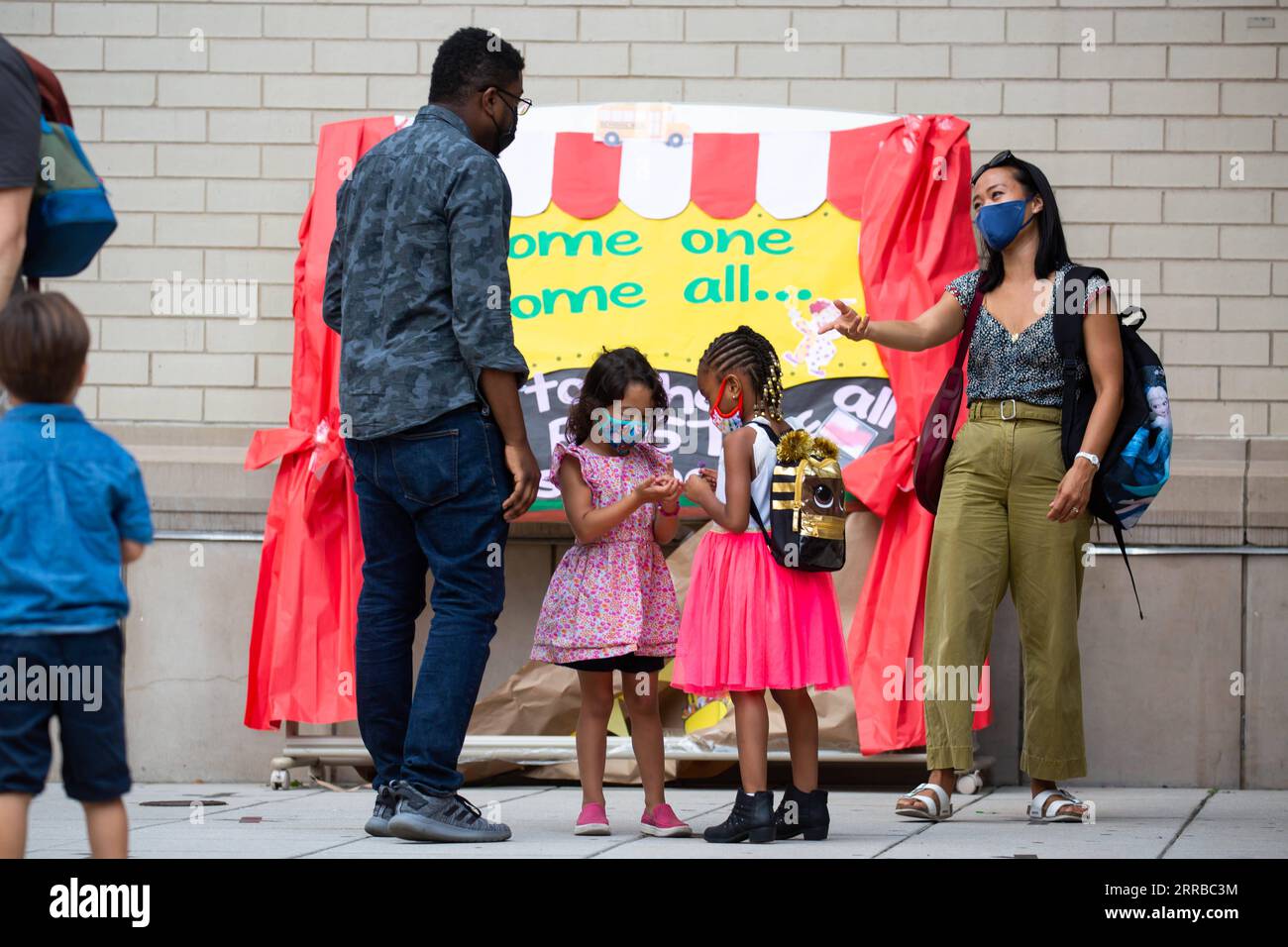 210914 -- NEW YORK, Sept. 14, 2021 -- Students are dismissed from the first day of school at PS 133 in the Brooklyn borough of New York, the United States, on Sept. 13, 2021. The public schools in New York City started a new school year with full in-person teaching and learning on Monday as many parents and teachers are still calling for an on-line option. The public school system in New York City, the biggest one in the United States with about 1.1 million students, saw the return of most of its students with joy and anxiety. Photo by /Xinhua U.S.-NEW YORK-SCHOOL-REOPENING MichaelxNagle PUBLI Stock Photo