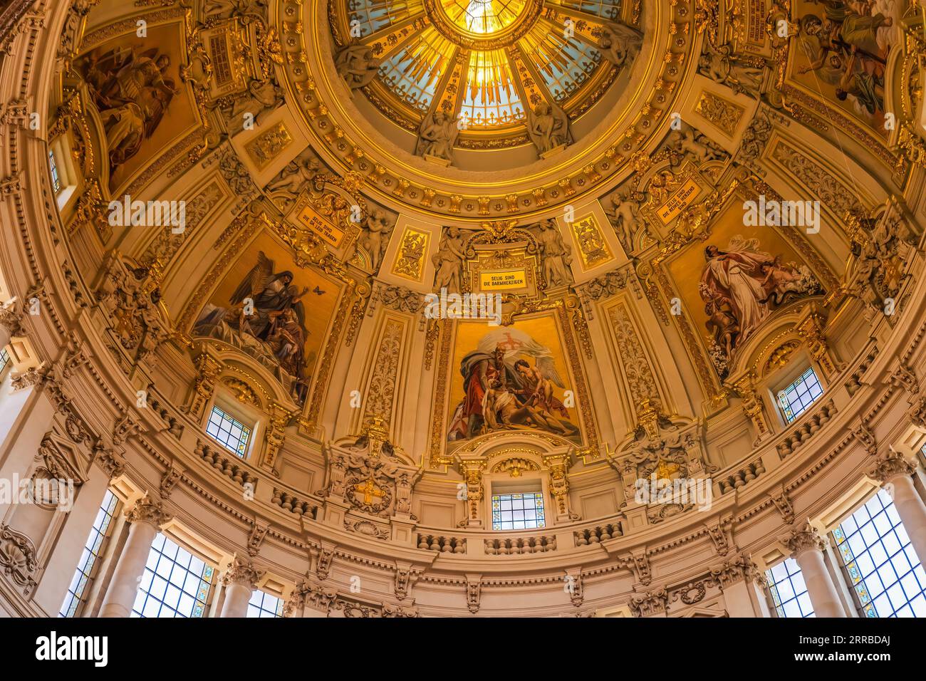 Dome Stained Glass Berlin Cathedral Berliner Dom Berlin Germany. Cathedral largest Protestant Church in Germany. Built between 1894 to 1905 for Kaiser Stock Photo