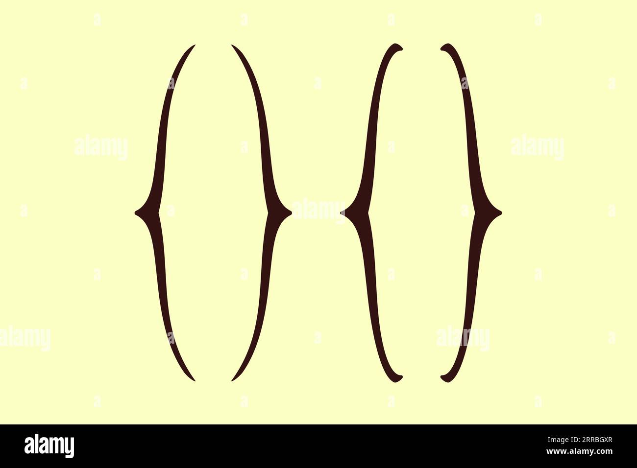 Curly double bracket parenthesis vector. Shape icon for text