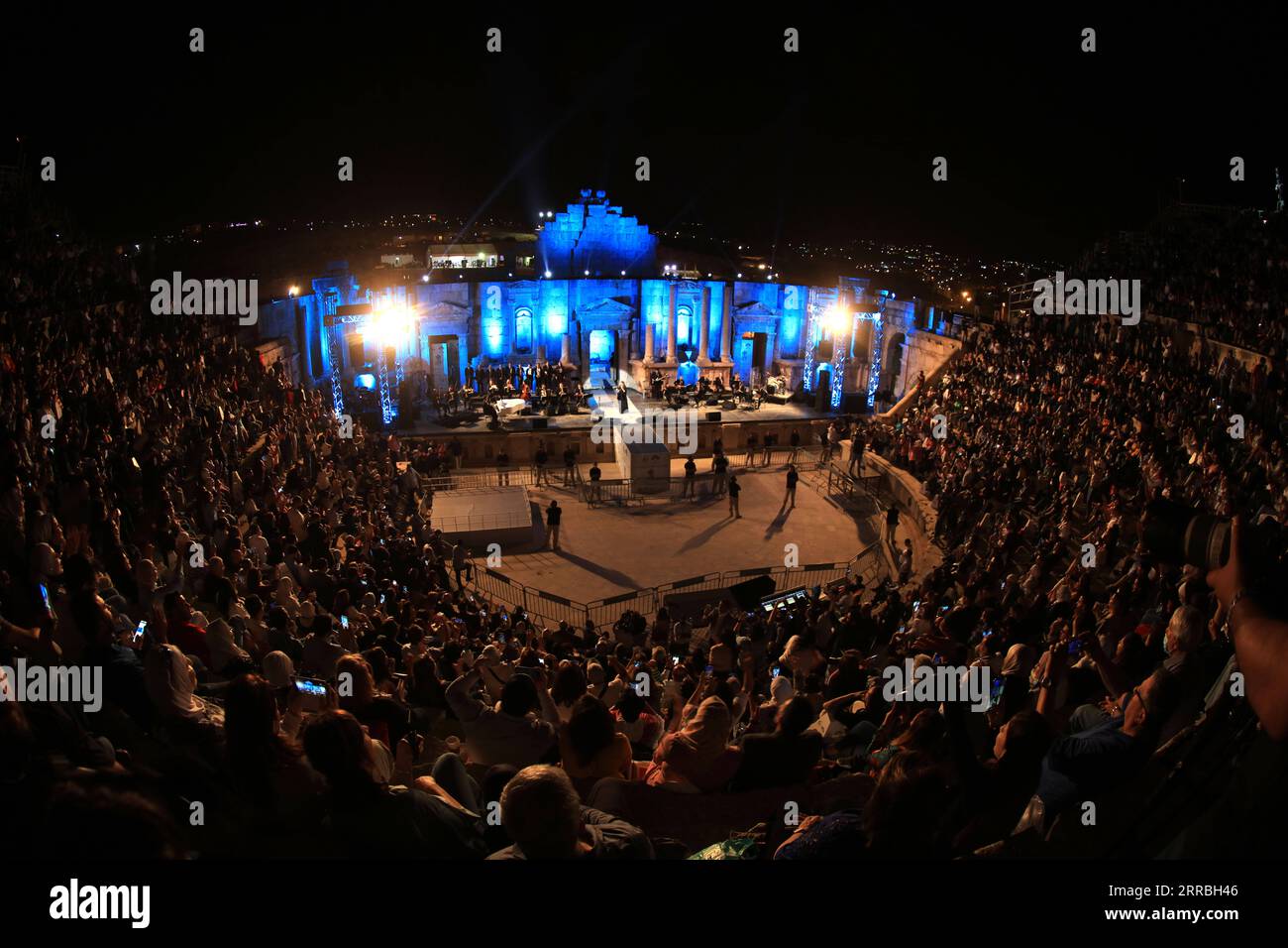 210923 -- JERASH, Sept. 23, 2021 -- Lebanese singer Majida El Roumi performs at a theater of Jerash archaeological site on the opening night of the annual Jerash Festival for Culture and Arts in Jerash, Jordan, Sept. 22, 2021. The 35th Jerash Festival for Culture and Arts on Wednesday kicked off in the ancient city of Jerash, 45 km north of Jordan s capital Amman. Photo by /Xinhua JORDAN-JERASH-CULTURE AND ARTS FESTIVAL MohammadxAbuxGhosh PUBLICATIONxNOTxINxCHN Stock Photo