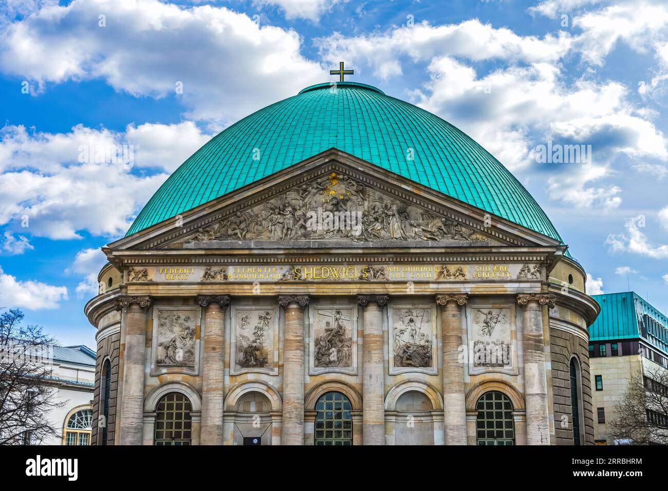 Saint Hedwig's Catholic Cathedral Berlin Germany. Built in late 1700s and 1800s. First Post Reformation Catholic Church in Prussia. Modeled After Roma Stock Photo