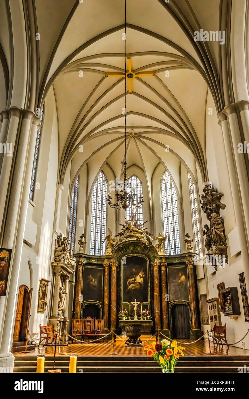 Crucifix Altar Basilica St Mary's Church Berlin Germany.  Date from late 1200s, became a Protestant church in 1539. Oldest church in Berlin. Stock Photo