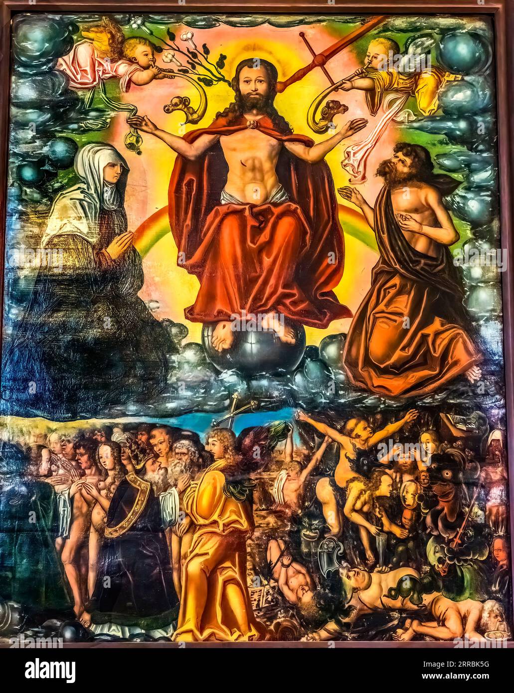 Last Judgement Medieval Painting St Mary's Church Berlin Germany.  Date from late 1200s, became a Protestant church in 1539. Oldest church in Berlin. Stock Photo