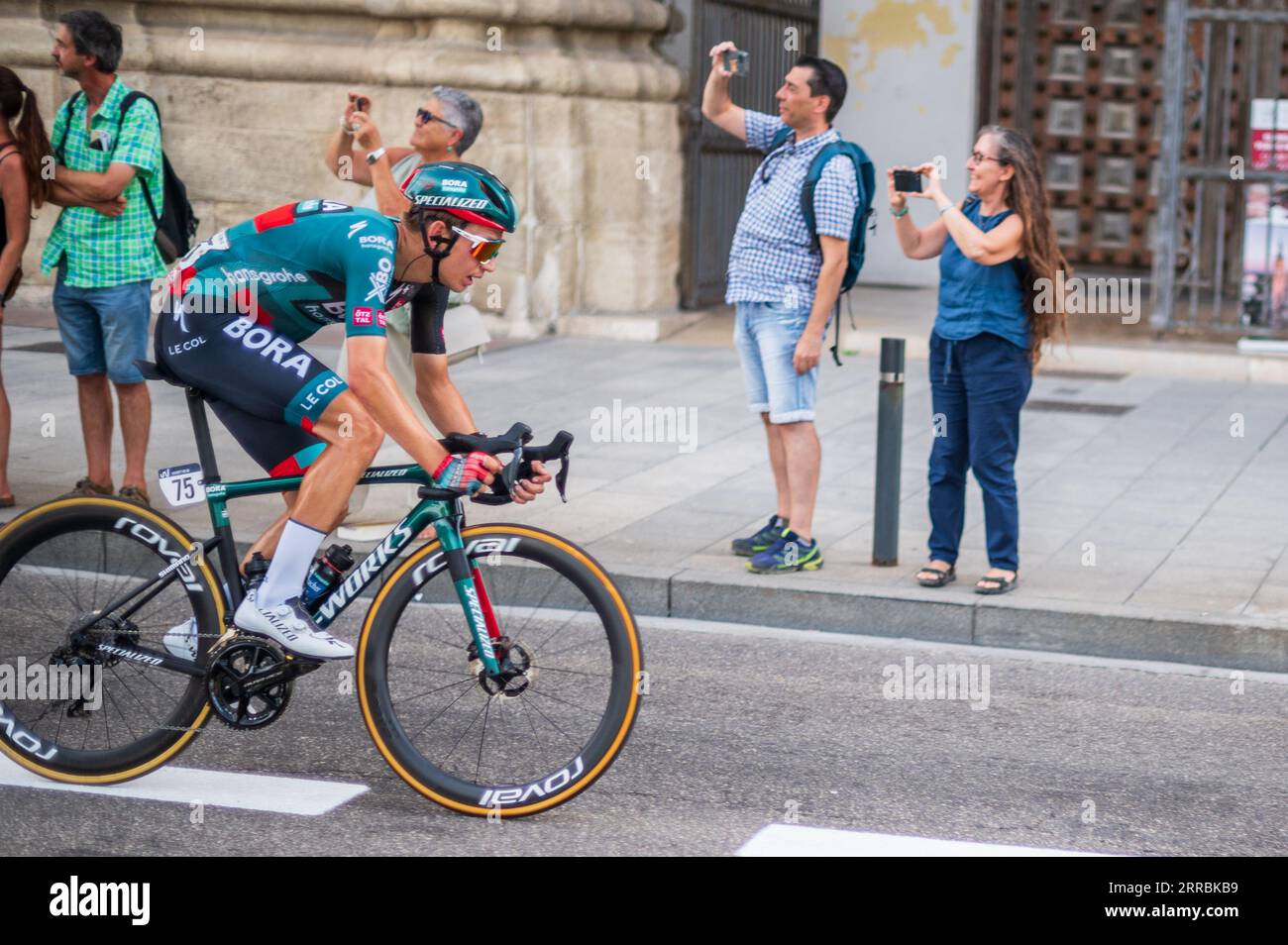 The 12th stage of the Vuelta a España, one of the leading cycling races in the international calendar, reaches Zaragoza, Aragon, Spain, 7th September Stock Photo