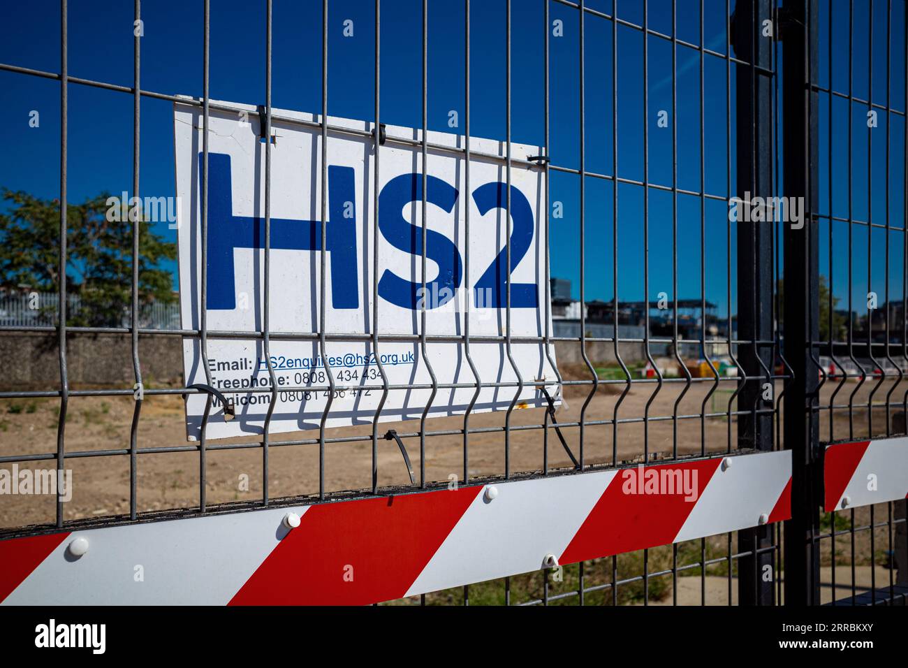 HS2 Construction Site Sign at London's Euston Station. HS2 Sign. HS2