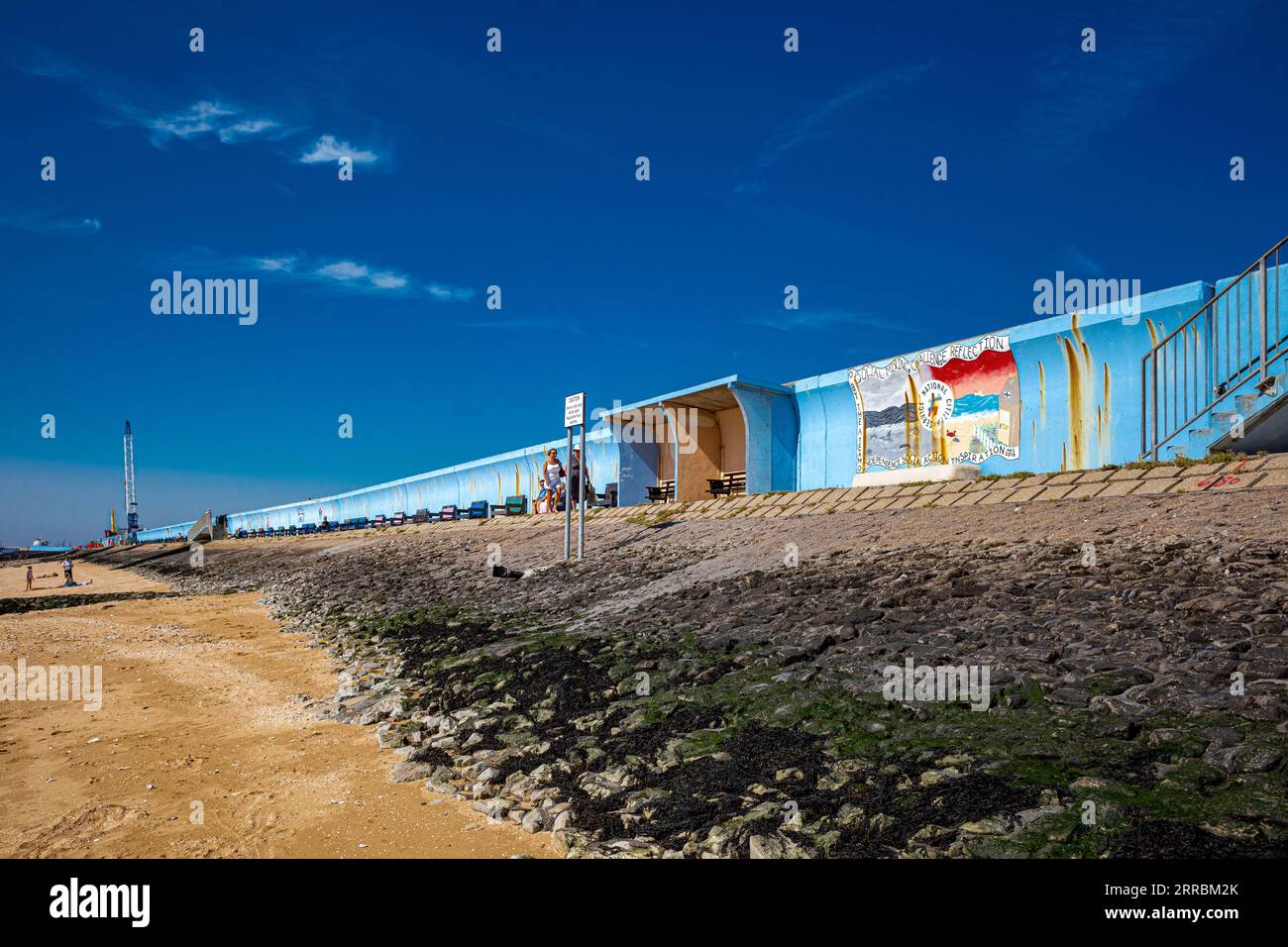 Canvey Island Seawall. Canvey Island sea defences sea wall. Canvey Island in Essex lies below sea level and depends on sea defences for protection. Stock Photo