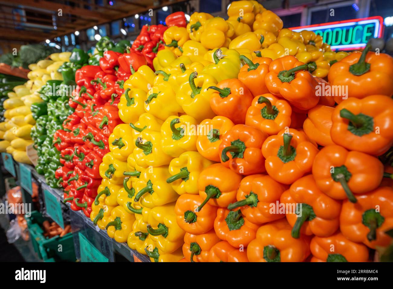 Colorful Bell Peppers for on display and for sale Stock Photo Alamy