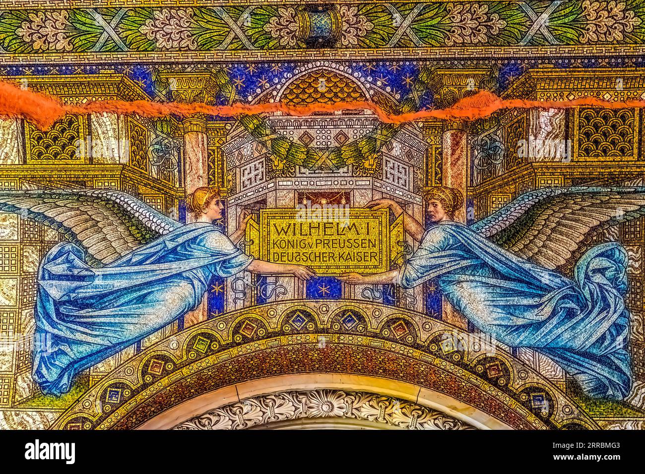 Angels Mosaic Kaiser Wilhelm Memorial Church Gedächtniskirche Berlin Germany. Mosaic and Church built in 1890s, bombed in 1943. Chruch and Mosaic rest Stock Photo