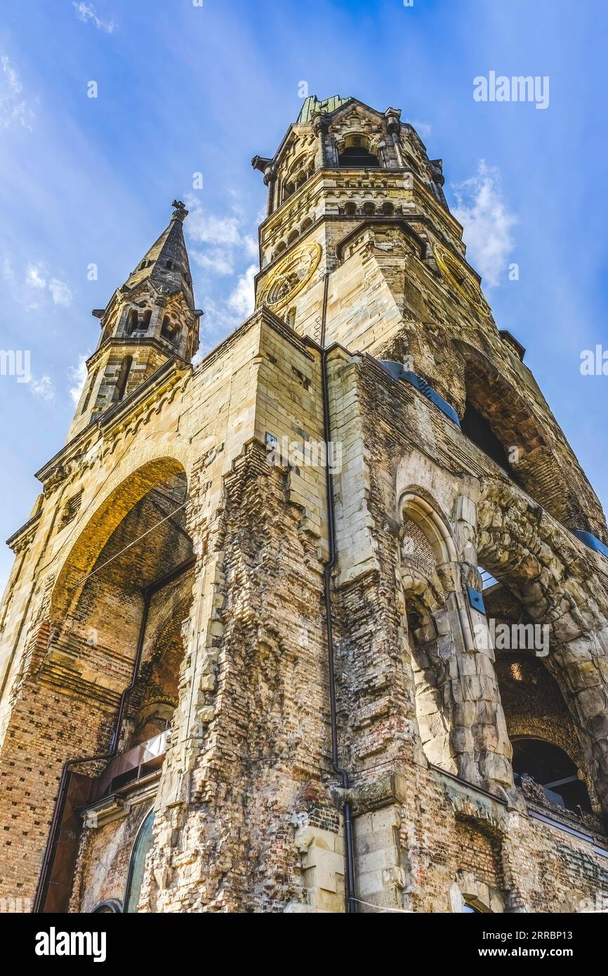 Kaiser Wilhelm Memorial Church Gedächtniskirche Berlin Germany. Protestant Church built in 1890s, bombed in 1943. Considered 'Heart of West Berlin'. Stock Photo