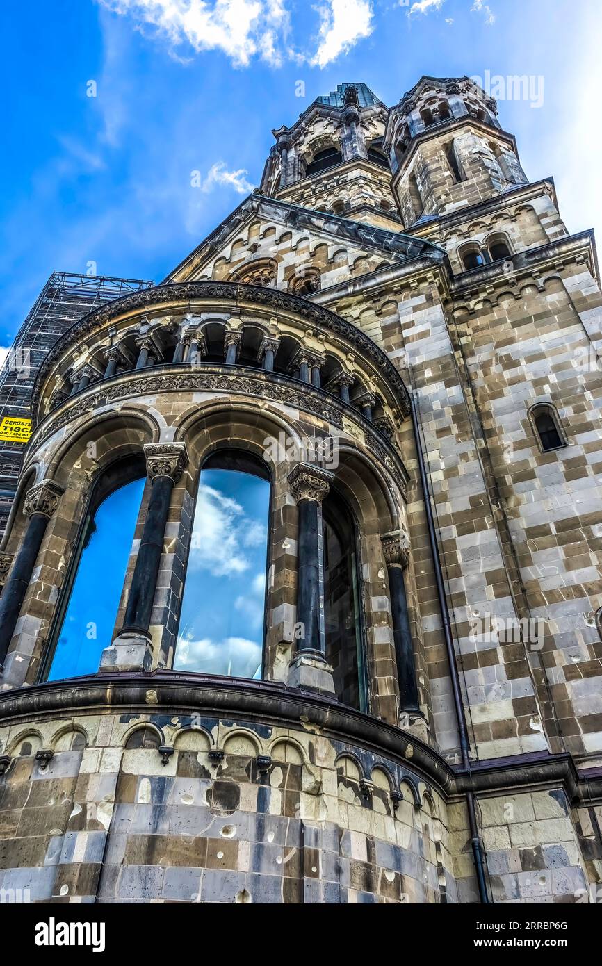 Kaiser Wilhelm Memorial Church Gedächtniskirche Berlin Germany. Protestant Church built in 1890s, bombed in 1943. Considered 'Heart of West Berlin'. Stock Photo