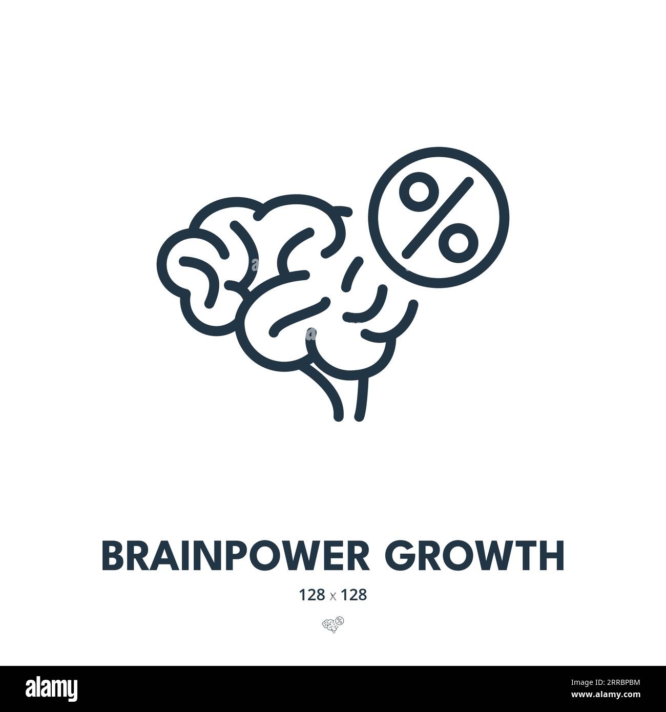 Brainpower Growth Icon. Intellect, Intelligence, Mind. Editable Stroke. Simple Vector Icon Stock Vector