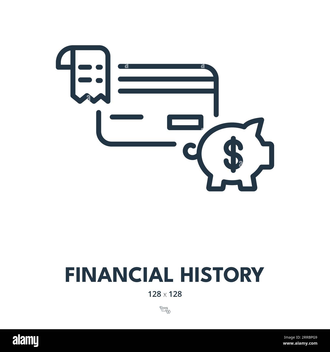 Financial History Icon. Report, Banking, Ranking. Editable Stroke. Simple Vector Icon Stock Vector