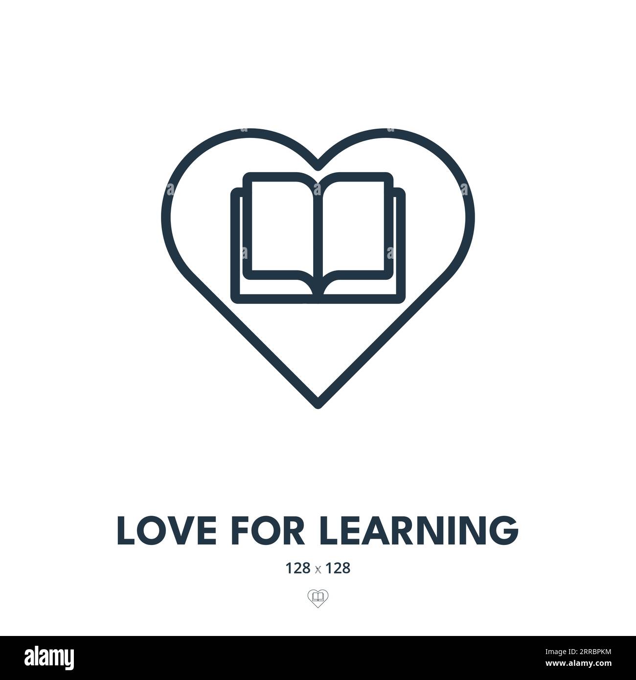 Love for Learning Icon. Knowledge, Education, Read. Editable Stroke. Simple Vector Icon Stock Vector