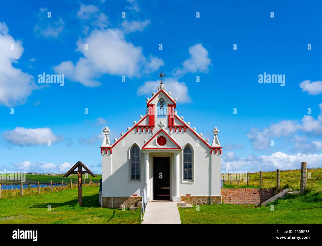 Exterior view of the Italian Chapel on Lamb Holm island in Orkney, Scotland, UK Stock Photo