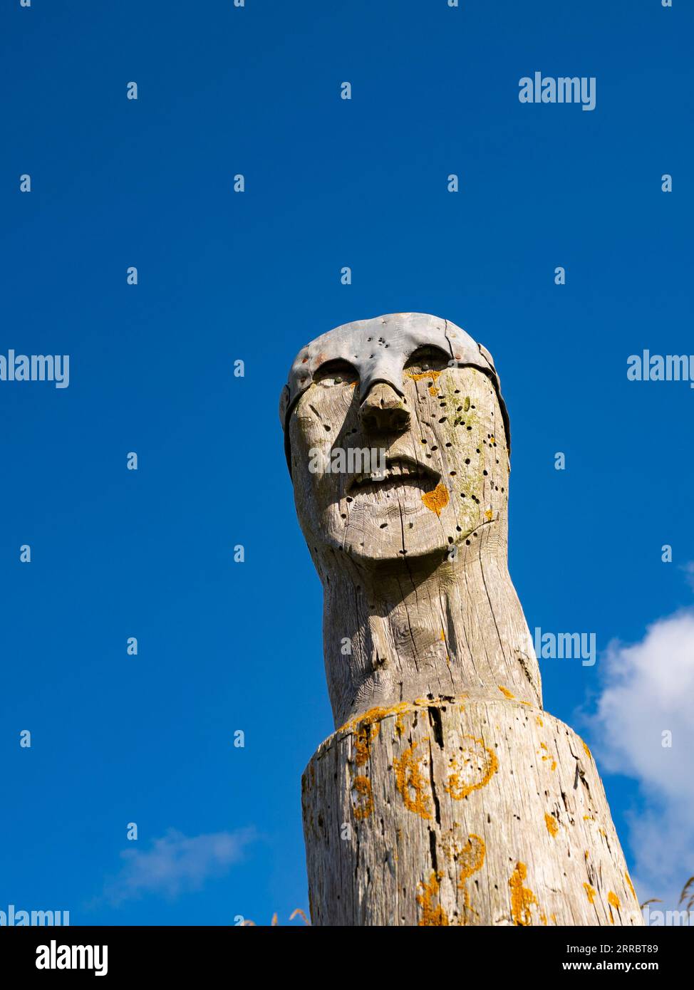 Viking totem pole art installation at Burray on Orkney Islands, Scotland, UK Stock Photo