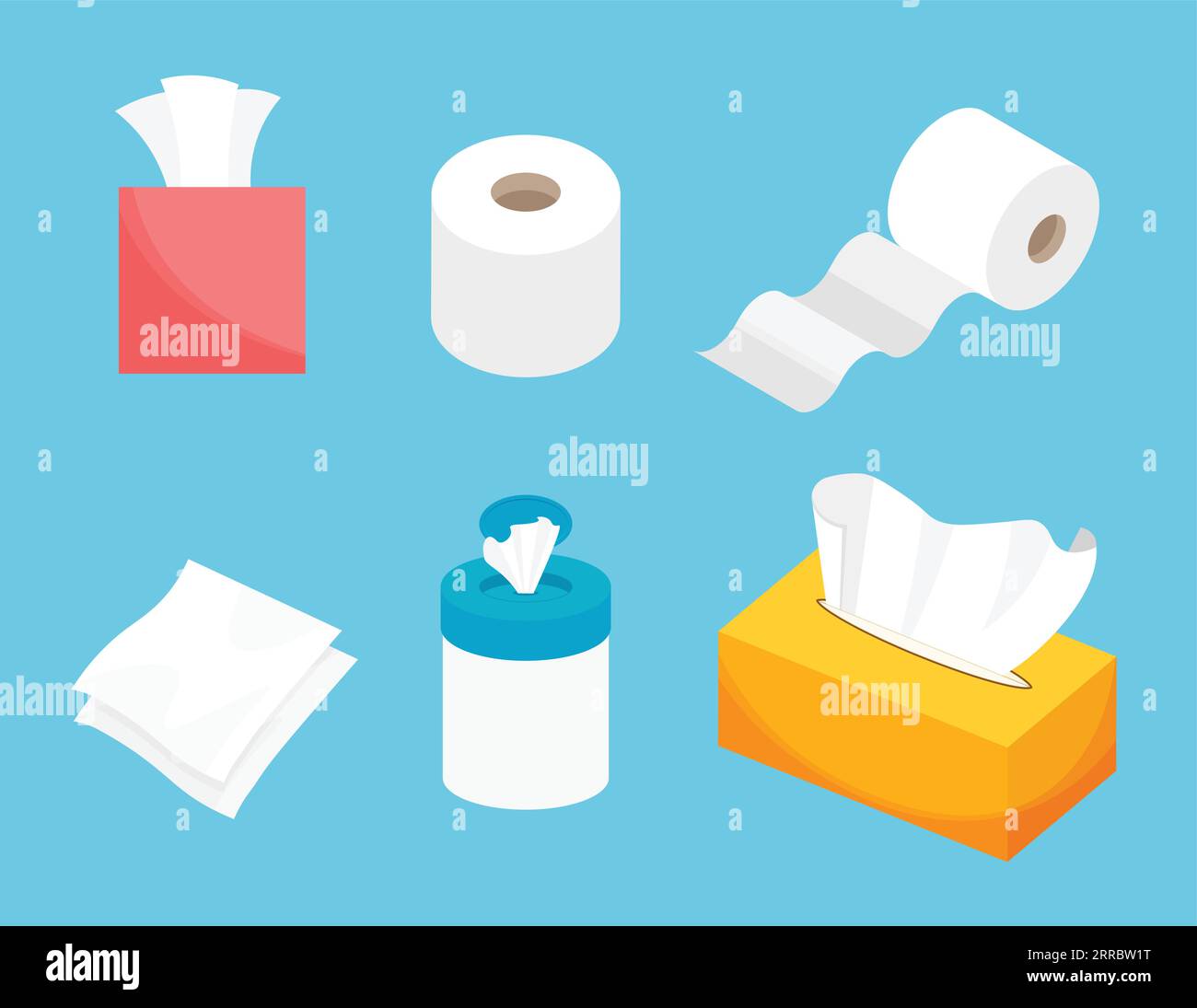 Tissue and toilet paper rolls. Wet wipes. Hygiene and sanitary. Vector