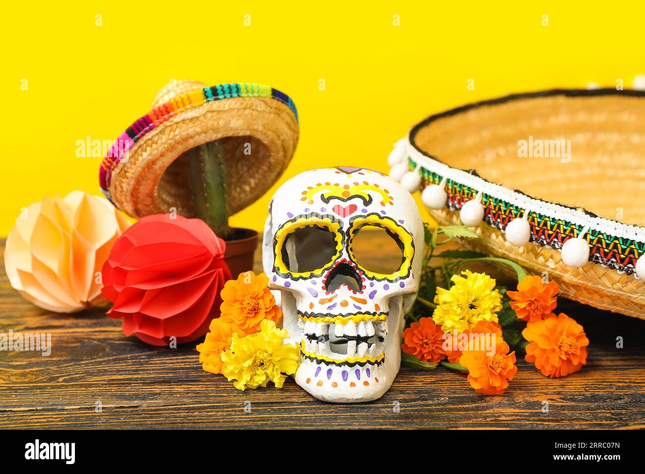 Painted human skull for Mexico's Day of the Dead (El Dia de Muertos ...