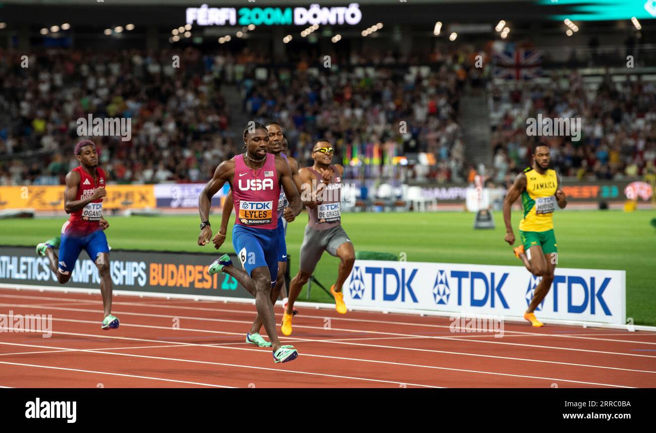 Noah Lyles of the USA competing in the men’s 200m final on day 7 of the