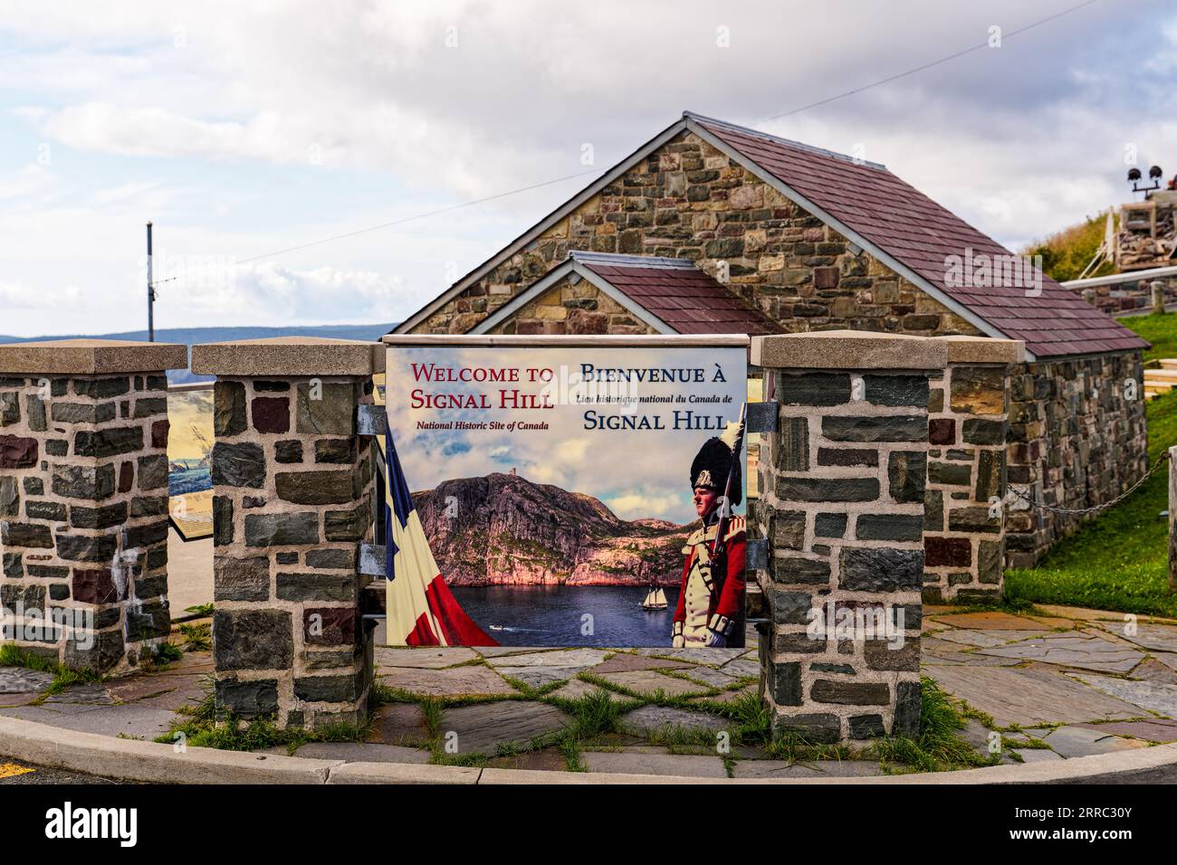 St. John's, NL, Canada - Aug. 27, 2023:Welcome to Signal Hill sign at the National Historic Site of Canada. Stock Photo