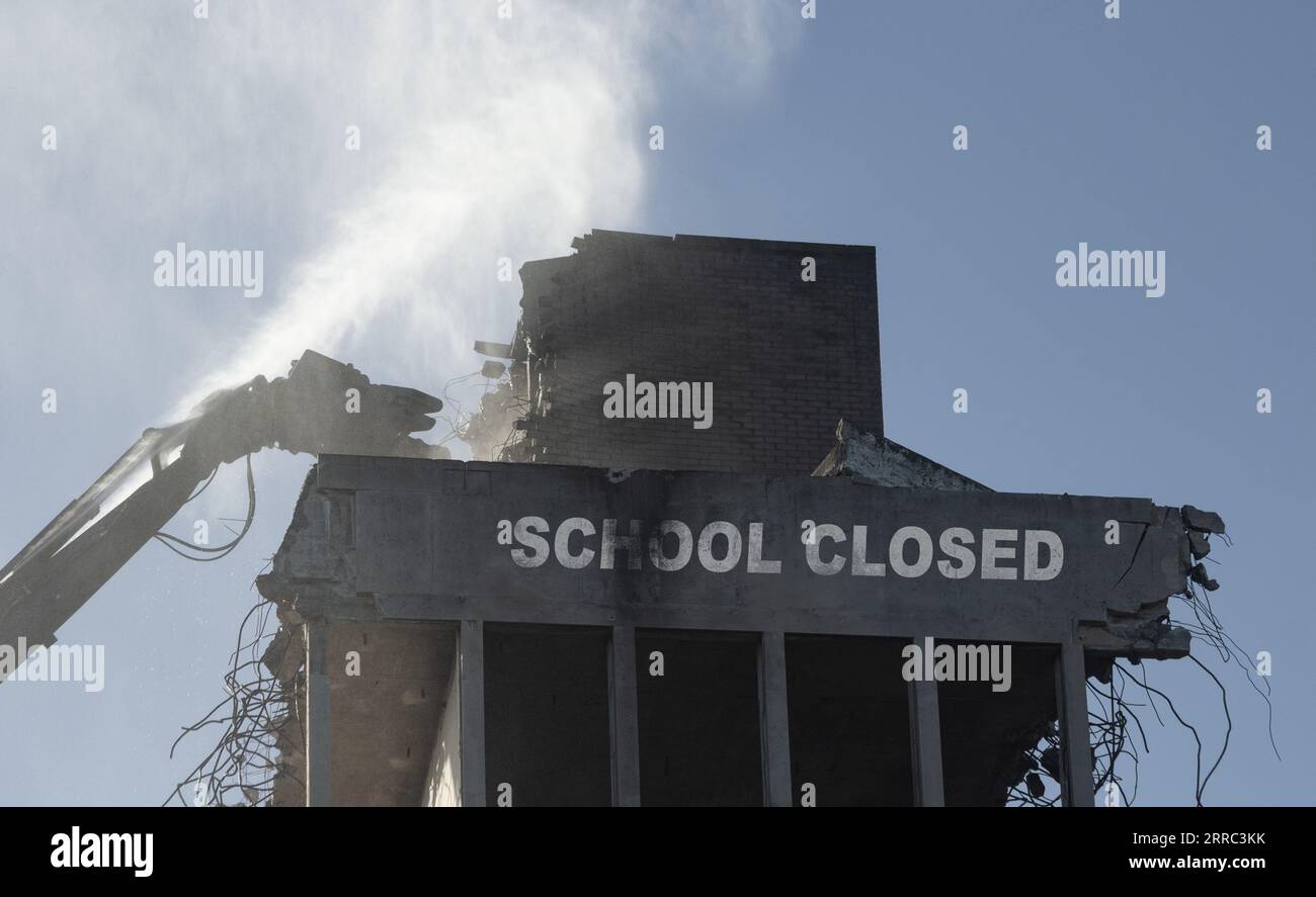 Composite concept image depicting problems with unsafe, weak, crumbling