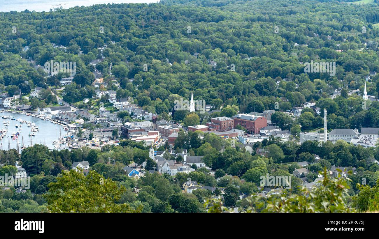 The town of Camden Maine from the top of a mountain Stock Photo - Alamy