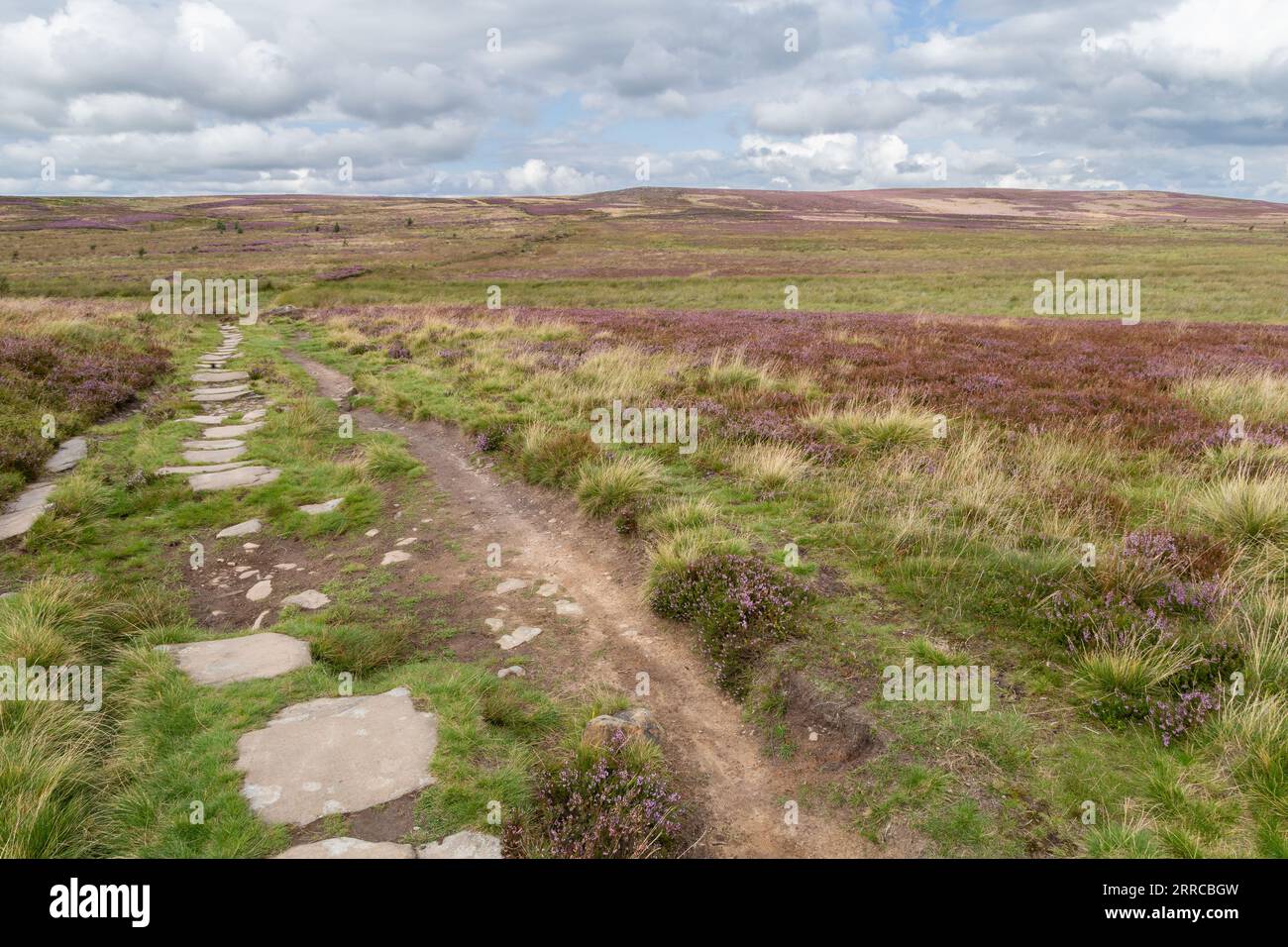 The footpath over Ilkley Moor (Rombald's Moor, Hawksworth Moor) that runs between Dick Hudson's Public House in Eldwick, and Ilkley, West Yorkshire. Stock Photo