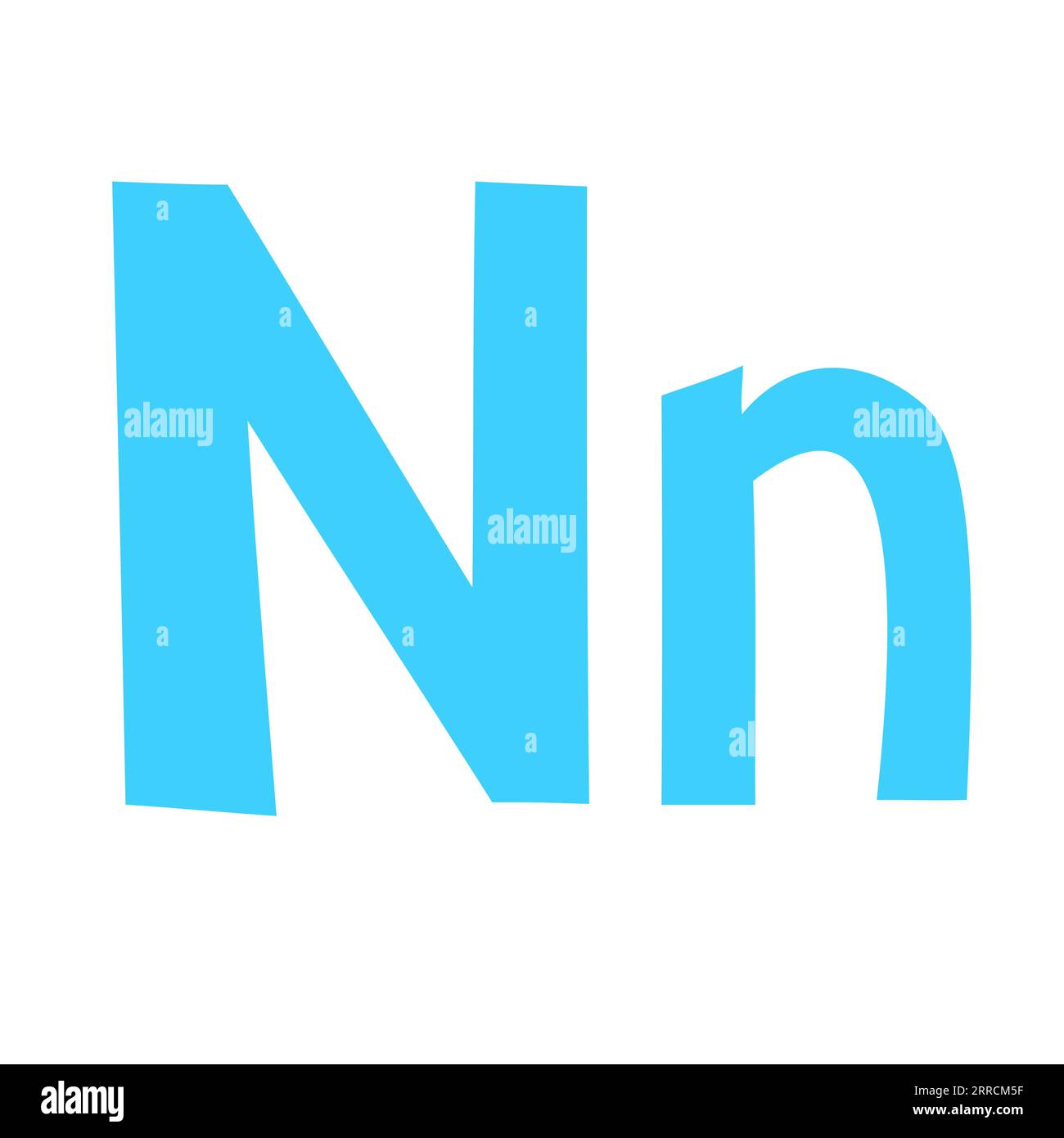 Doodle playful letter N uppercase, lowercase abc colorful cartoon funny