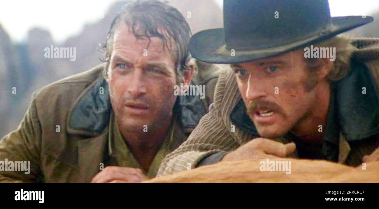 BUTCH CASSIDY AND THE SUNDANCE KID 1969 20th Century Fox film with Robert Redford at right and Paul Newman Stock Photo