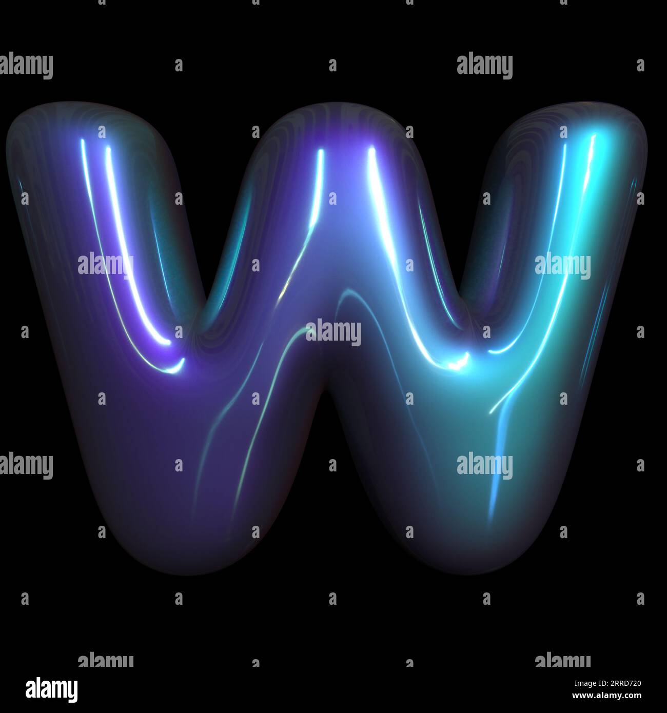 metaverse letter W - Capital 3d futuristic font - suitable for technology, cyberspace or science related subjects Stock Photo