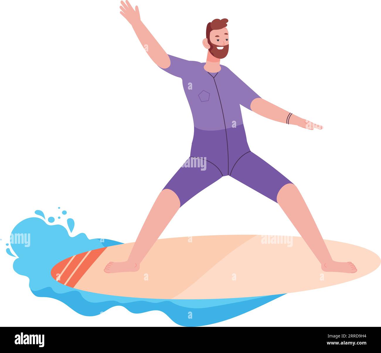 Man stand on surfing board. Extreme water sport isolated on white ...