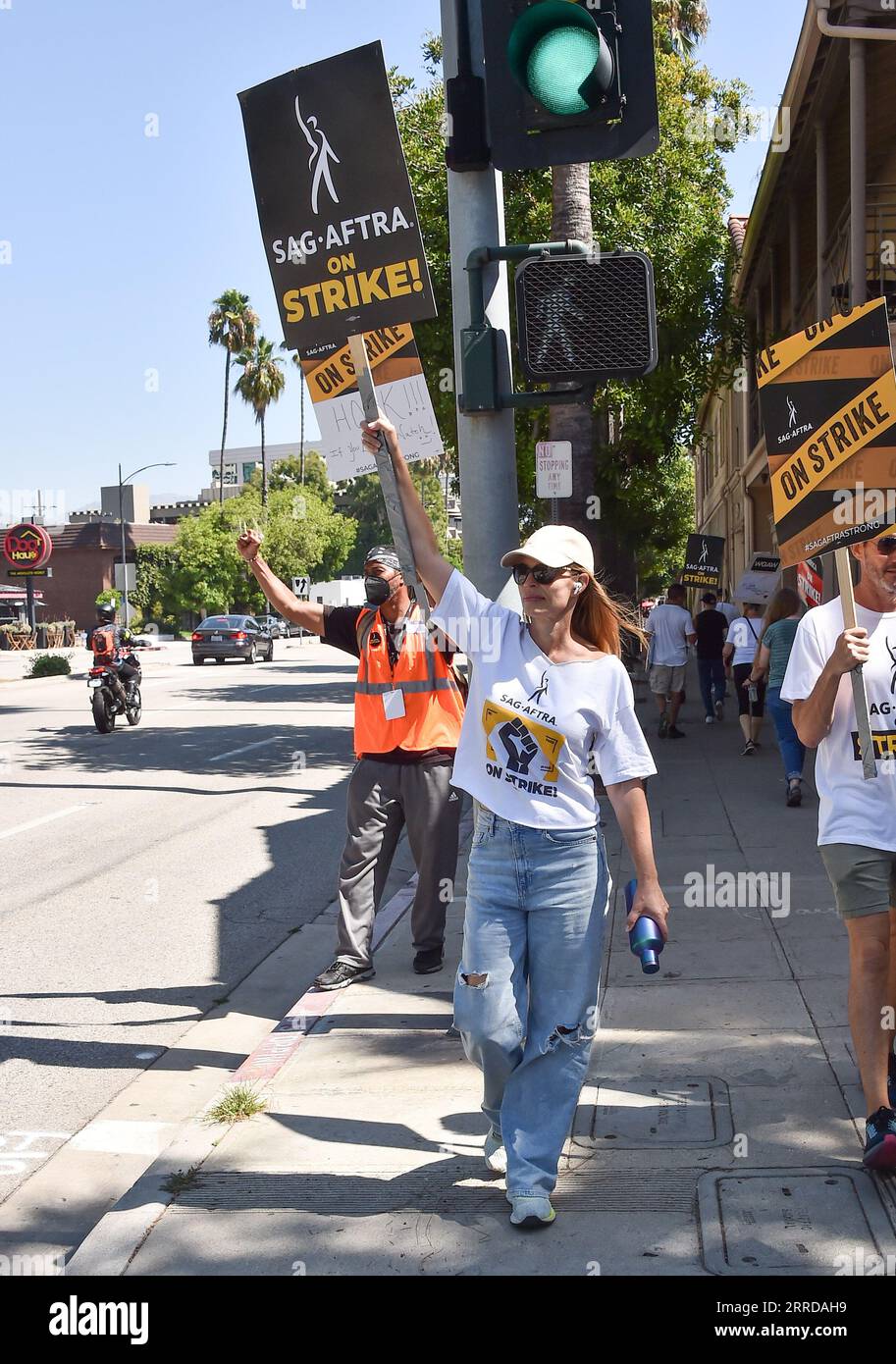 Burbank, USA. 07th Sep, 2023. Jeri Ryan joins SAG-AFTRA & WGA members