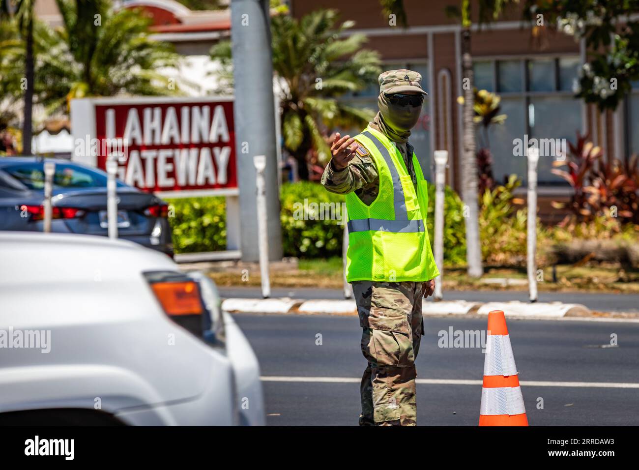 Maui, Hawaii, USA. 1st Sep, 2023. Hawaii Air National Guard security