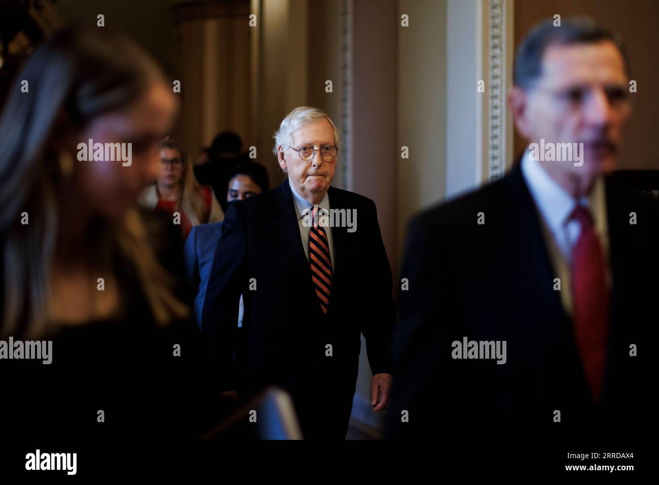 211215 -- WASHINGTON, D.C., Dec. 15, 2021 -- U.S. Senate Minority Leader Mitch McConnell is seen on Capitol Hill in Washington, D.C. Dec. 14, 2021. The U.S. Senate on Tuesday approved a measure to lift the nation s borrowing limit by 2.5 trillion U.S. dollars, one day before the deadline set by Treasury Secretary Janet Yellen for lawmakers to take action to prevent a default. Photo by /Xinhua U.S.-WASHINGTON, D.C.-DEBT CEILING TingxShen PUBLICATIONxNOTxINxCHN Stock Photo
