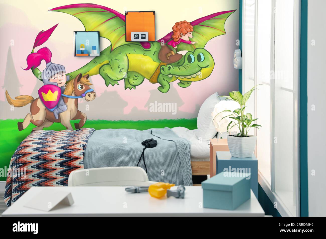 Cartoon illustration kids playing with each other hi-res stock