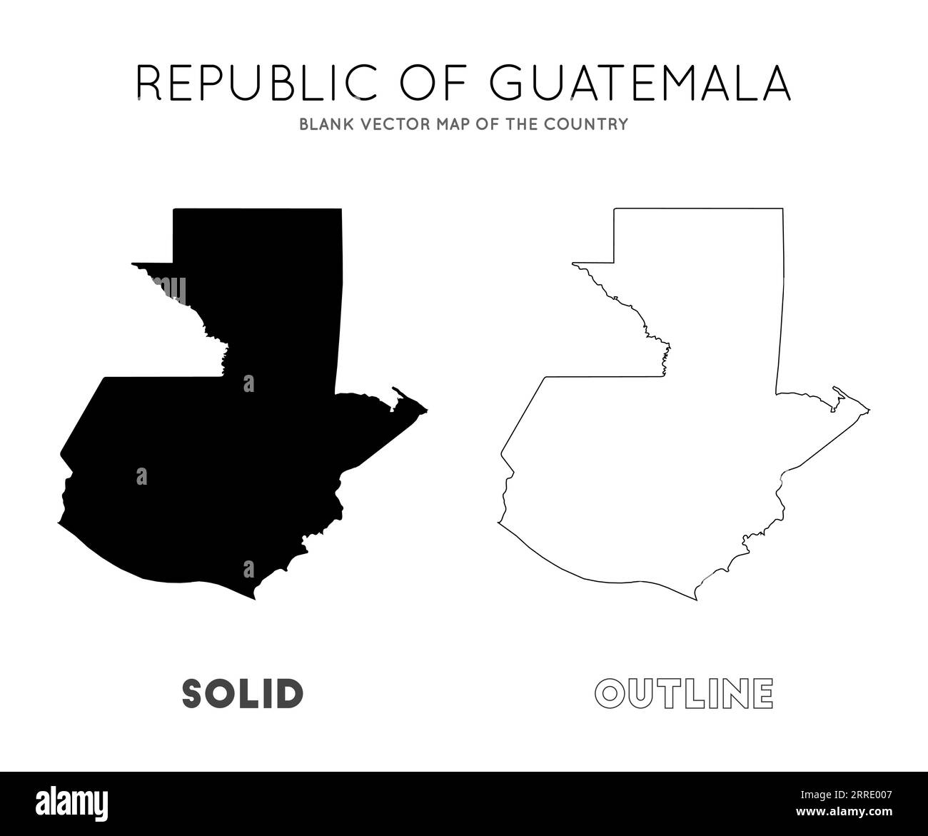 Guatemala map. Blank vector map of the Country. Borders of Guatemala for your infographic. Vector illustration. Stock Vector