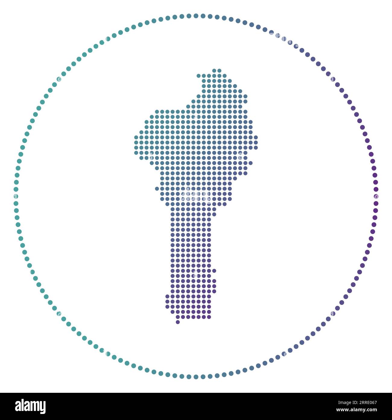 Benin digital badge. Dotted style map of Benin in circle. Tech icon of the country with graduated dots. Superb vector illustration. Stock Vector