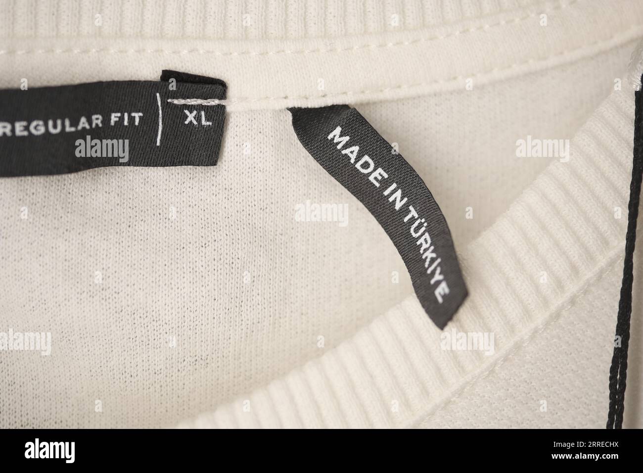 made in turkiye label on a cloth Stock Photo - Alamy